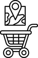 A shopping cart with a map of the area around it vector