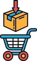 A box is being pulled out of a shopping cart vector
