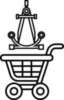 A shopping cart with a compass and a ruler on top of it vector