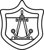 A shield with a compass and an anchor on it vector