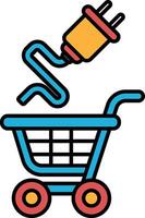 A blue shopping cart with a plug sticking out of it vector
