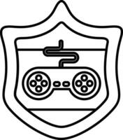 A black and white image of a shield with a controller on it vector