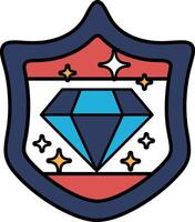 A blue shield with a diamond on it vector