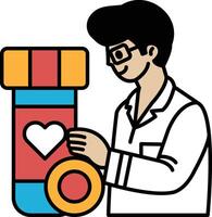 A man is holding a bottle with a heart on it vector