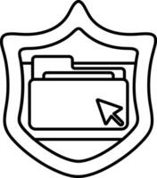A shield with a file folder on it and a mouse cursor vector