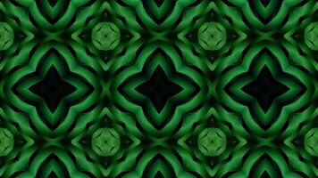 Abstract Kaleidoscope with geometric pattern animation. green fractal motion. video
