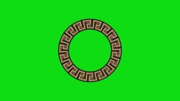 Circular tunnel ethnic vintage pattern rotation animation on green screen. retro round motion. video