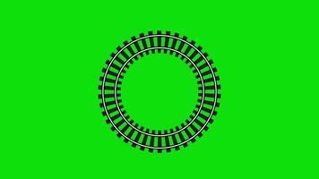Circular tunnel rail pattern rotation animation on green screen. looping round. video