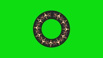 Circular tunnel ethnic vintage pattern rotation animation on green screen. classical style. video