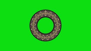 Circular tunnel ethnic vintage pattern rotation animation on green screen. ancient egypt pattern. video