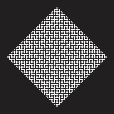 Abstract Dotted Labyrinth Pattern Illustration - Microchip Style Maze Design on Black for Tech, Connectivity, and Digital Backgrounds