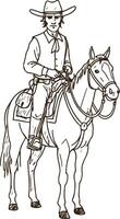 Rodeo Cowboy on Horseback with Cattle and Open Range Illustration vector