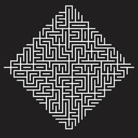 Abstract Geometric Maze Pattern Illustration - Intricate Labyrinth Design on Black Background for Modern Art, Puzzles, and Digital Graphics vector