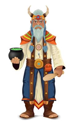 Webancient fantasy magic shaman healer man character illustration isolated white background