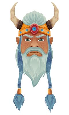 ancient fantasy magic face shaman healer man character cartoon illustration isolated on white background