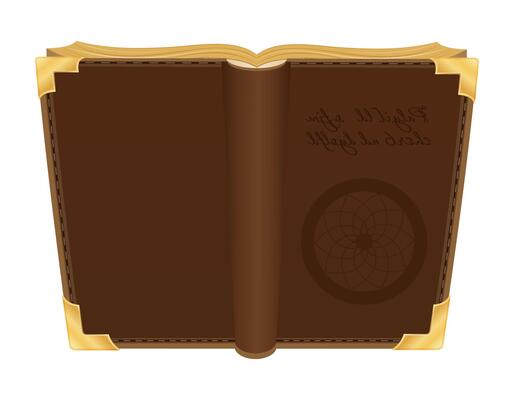 ancient fantasy magic book cartoon illustration isolated on white background