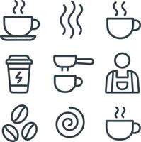 Coffee and coffee icons set, line style illustration vector