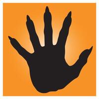 Black silhouette of a reptilian handprint against an orange gradient background square vector