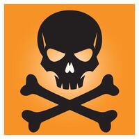 Simple black skull and crossbones symbol on orange background for halloween themes vector