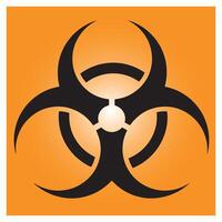 Bold black biohazard symbol on orange background representing biological hazard and warning vector