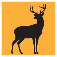 Silhouette of a majestic deer against a vibrant orange background for graphic design vector