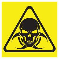 Warning sign with a skull in black and yellow illustrating biohazard or dangerous materials vector
