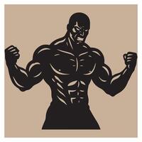 Silhouette of a muscular bodybuilder showing strength and power in a fitness and sport theme vector