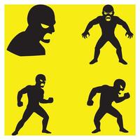 Silhouette figures demonstrating anger and aggression on a bright yellow background vector
