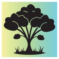 silhouette tree illustration with a graded gradient background for nature and design concepts vector