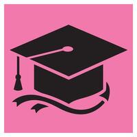 Elegant black graduation cap design on pink background suitable for education related projects vector