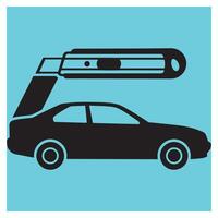 Car silhouette with diagnostic tool indicating vehicle service and repair vector