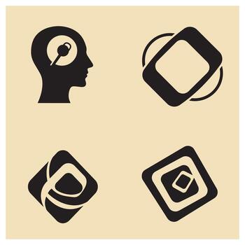 Abstract geometric icons exploring ideas and concepts in a minimalist style vector