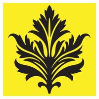 Elegant black ornamental floral motif pattern on a bright yellow background design vector