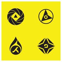 Four abstract modern logos in black and yellow colors representing various concepts vector