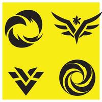 Abstract graphic design elements featuring modern shapes in black and yellow color scheme vector