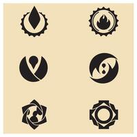 Abstract geometric logos in black displaying creative design elements on a beige background vector