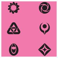 graphics set of abstract minimalist black logos on a bright pink background vector