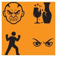 illustration featuring aggression anger violence rage and destructive behavior in graphic style vector