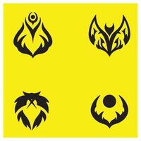 Collection of four decorative black abstract designs on a bright yellow background vector