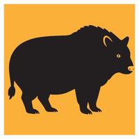 Stylized black bison silhouette illustration against a warm golden yellow square background vector