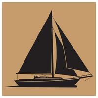 Black sailboat silhouette on a tan background nautical theme simple graphic design vector