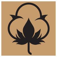 Stylized cotton flower icon on a tan background for sustainable textile branding vector