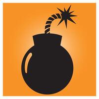 A silhouette cartoon bomb ready to explode against an orange gradient background vector
