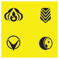 Abstract black symbols set against a vibrant yellow background with modern design vector
