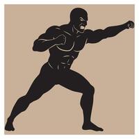 Silhouette of a muscular man throwing a punch representing combat and fitness vector