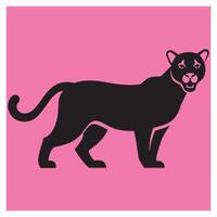 Stylized black panther silhouette against a pink background suitable for graphic design projects vector