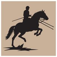 Silhouette of a horse and rider in a competitive equestrian jumping event vector