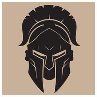 illustration of a spartan helmet depicting strength and ancient warfare on a tan background vector