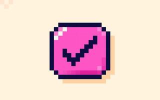 Magenta check point icon drawn in pixel art style. vector