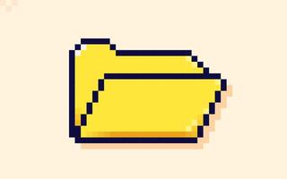 Yellow folder icon drawn in pixel art style. vector